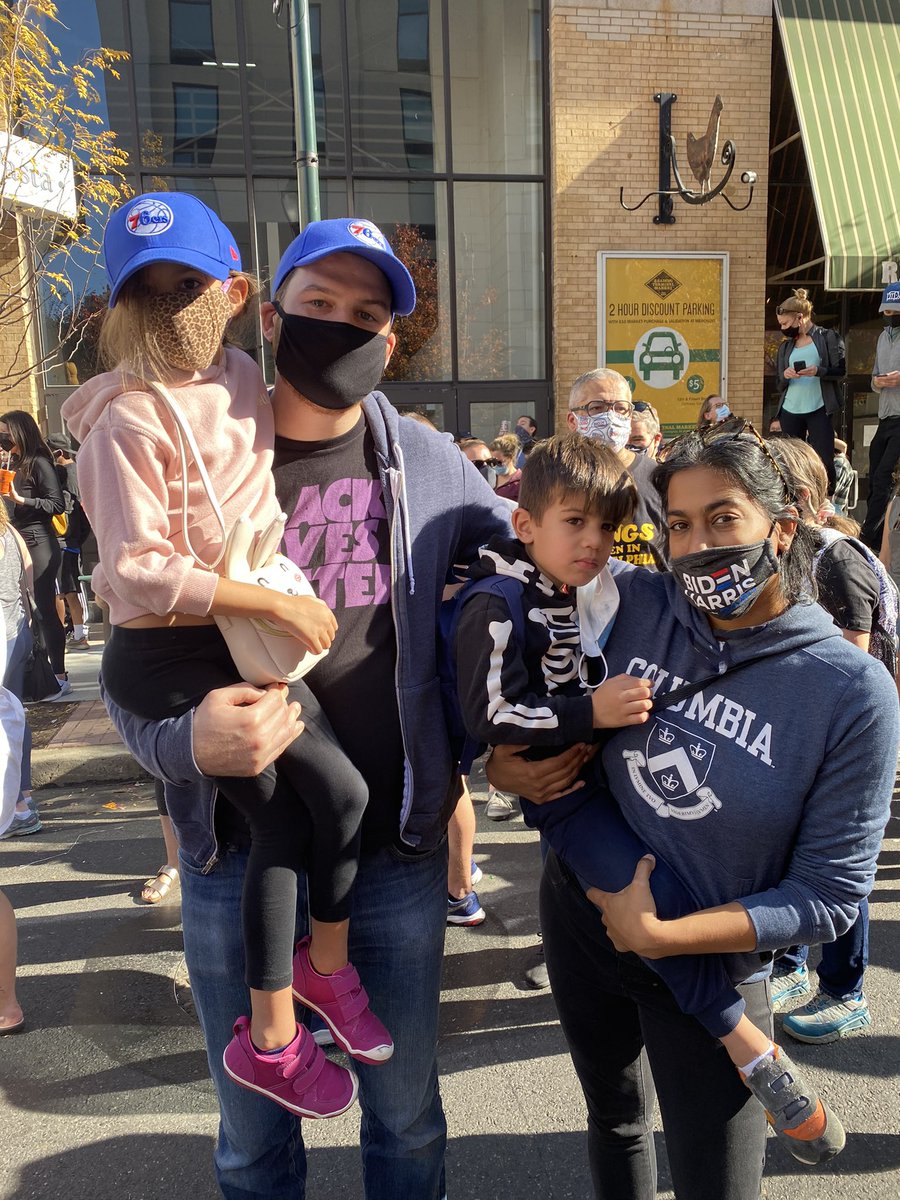 Pooja Agarwal has been volunteering for the Biden/Harris campaign and brought her two kids to the victory party “The first female president is a mixed race Indian woman and our children are mixed race Indian and they can see themselves in the White House now. That’s so exciting.”