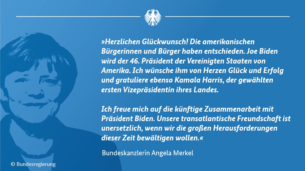 Kanzlerin #Merkel gratuliert @JoeBiden und @KamalaHarris.
