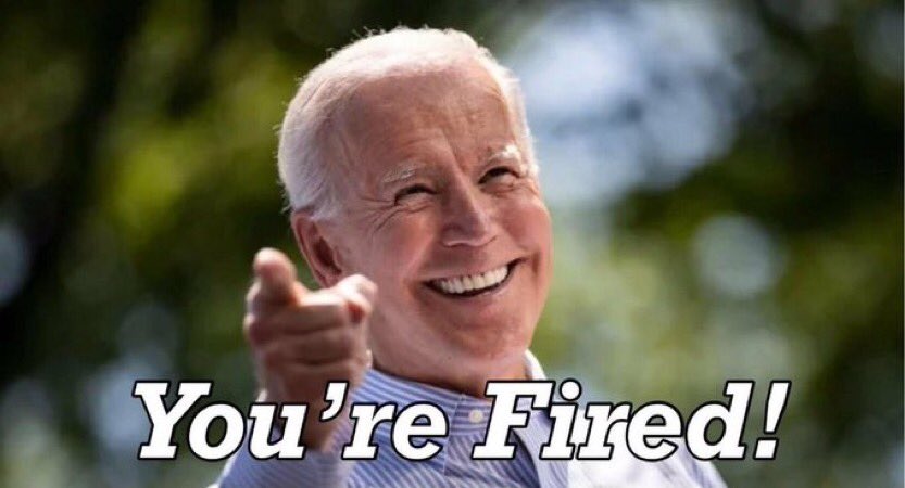Donald Trump,
Ivanka Trump,
Jared Kushner,
Hope Hicks,
Mark Meadows,
Mike Pence,
Kayleigh McEnany,
Betsy DeVos,
Ben Carson,
Stephen Miller,
Mike Pompeo,
Chad Wolf,
Jason Miller,
Steven Mnuchin,
William Barr,
Rudy Giuliani,
and Louis DeJoy

YOU’RE FIRED! #YOUREFIRED