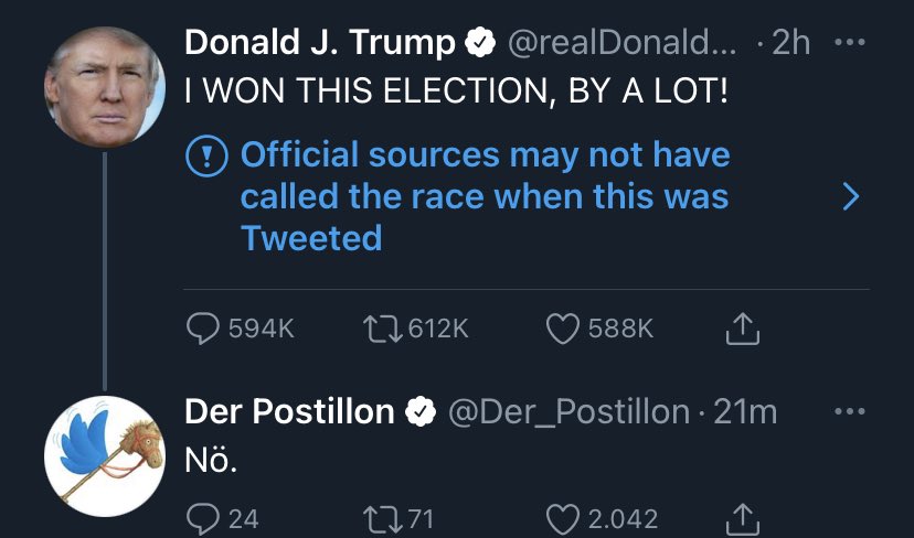 Kurz und schmerzlos <a href="/Der_Postillon/">Der Postillon 📯</a>  - kein Vergleich mit dem ganzen Drama das der orange Mann jetzt noch lostreten wird... #USElection2020
