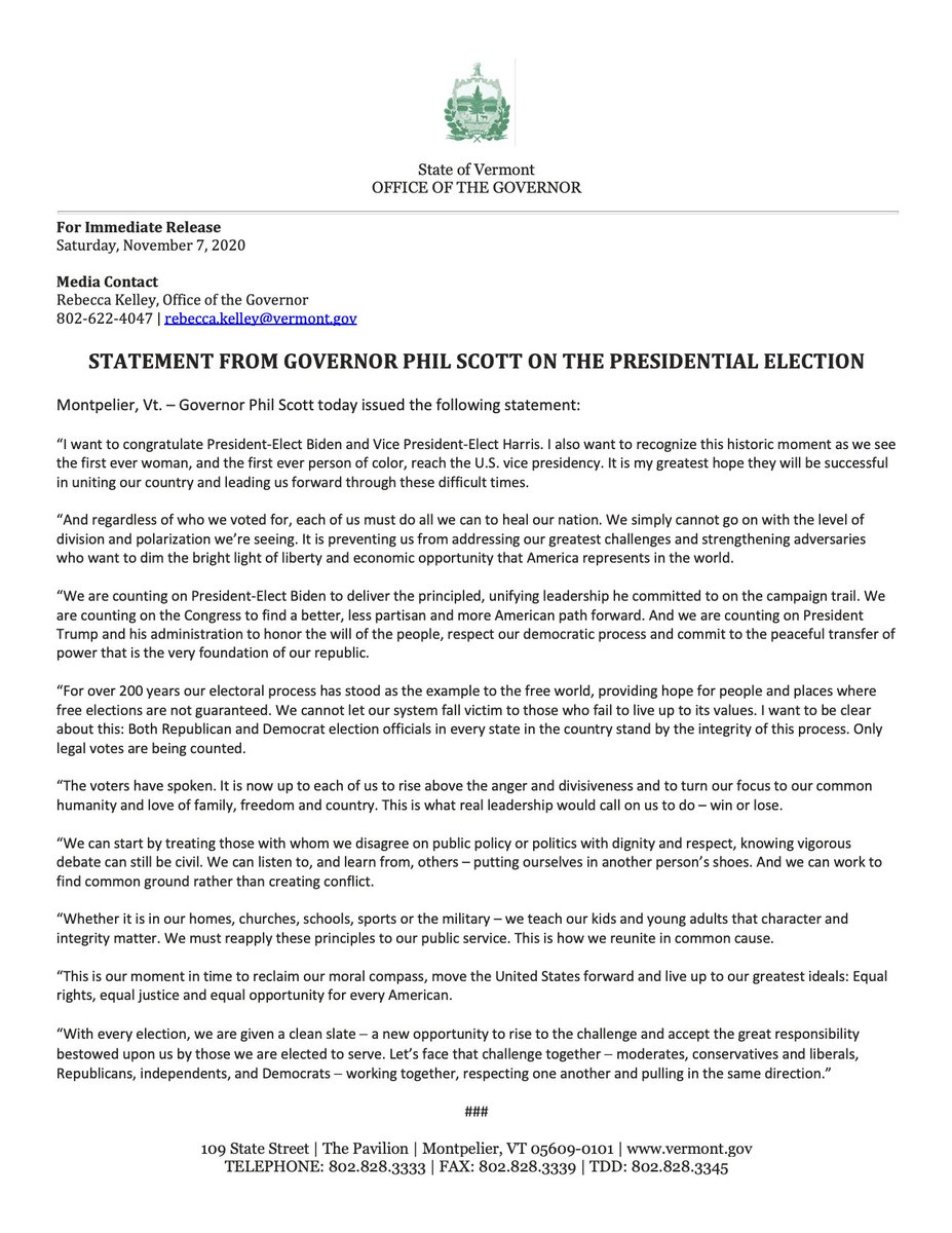 GovPhilScott's tweet photo. My official statement on the presidential election: https://t.co/F6AoS8lfhG