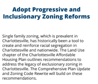 The last Zoning Reform item isn't pulling any punches. "Single family zoning...has...been a tool to create and reinforce racial segregation". The Land Use chapter will lay out some solutions to deliver better for the community.