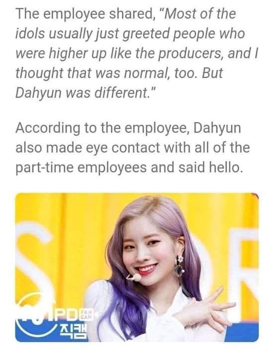 What ever job do you have, A HIGHER OR NORMAL employee, Dahyun will greet you still.