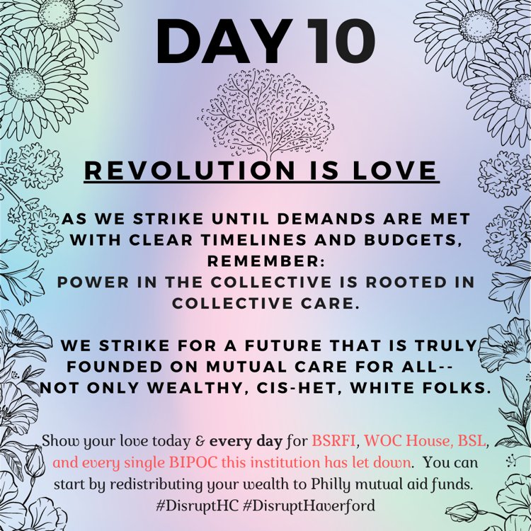 disrupthc's tweet photo. It's a beautiful ass day. Take the time to appreciate it and the beauty of collective power, care, and change. #DisruptHC #DisruptHaverford https://t.co/E1IFpizHV3