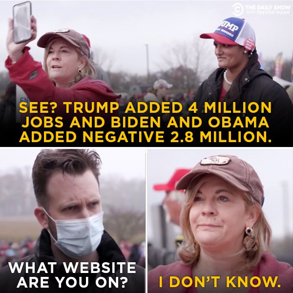 TheDailyShow's tweet photo. Check your sources! Catch @jordanklepper’s (possibly) last Trump rally: https://t.co/Koi22jzKwk https://t.co/NS3n009SBS