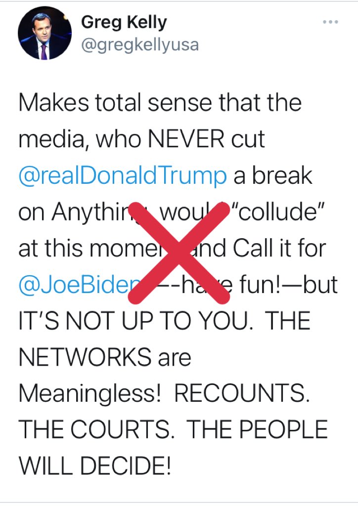 Here are more tweets that have gone out since the election was projected by every single independent outlet including Fox, Reuters, NBC, CBS, ABCx CNN, AP. Facebook and Twitter should both be focused on labeling and preventing amplification of these. And amplifying facts.