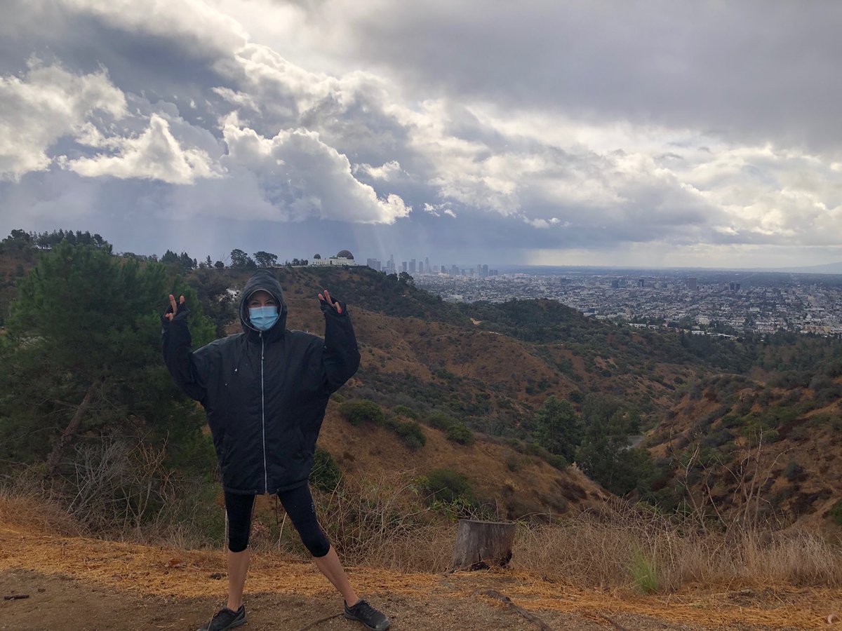 The moment I heard about President @JoeBiden and the skies opened above Los Angeles! #ComingOutoftheDark #HereComestheSun #WalkingonSunshine #PresidentElectBiden