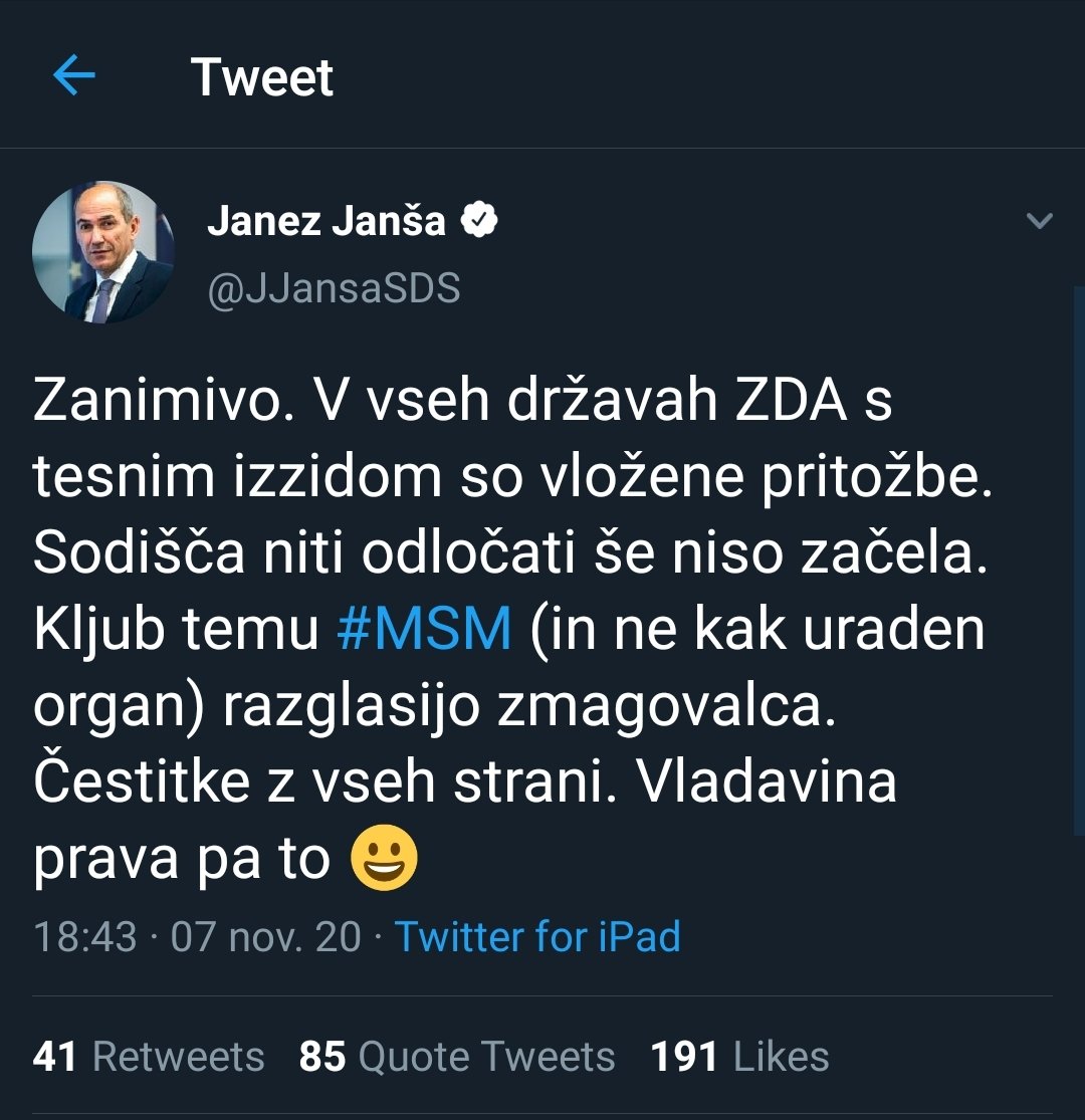 MihaOresnik's tweet photo. Čestitke dveh predsednikov, PRS @BorutPahor in PDZ @IgorZorcic, PV @JJansaSDS pa vedno bolj osamljen. https://t.co/obnEyHUqp2