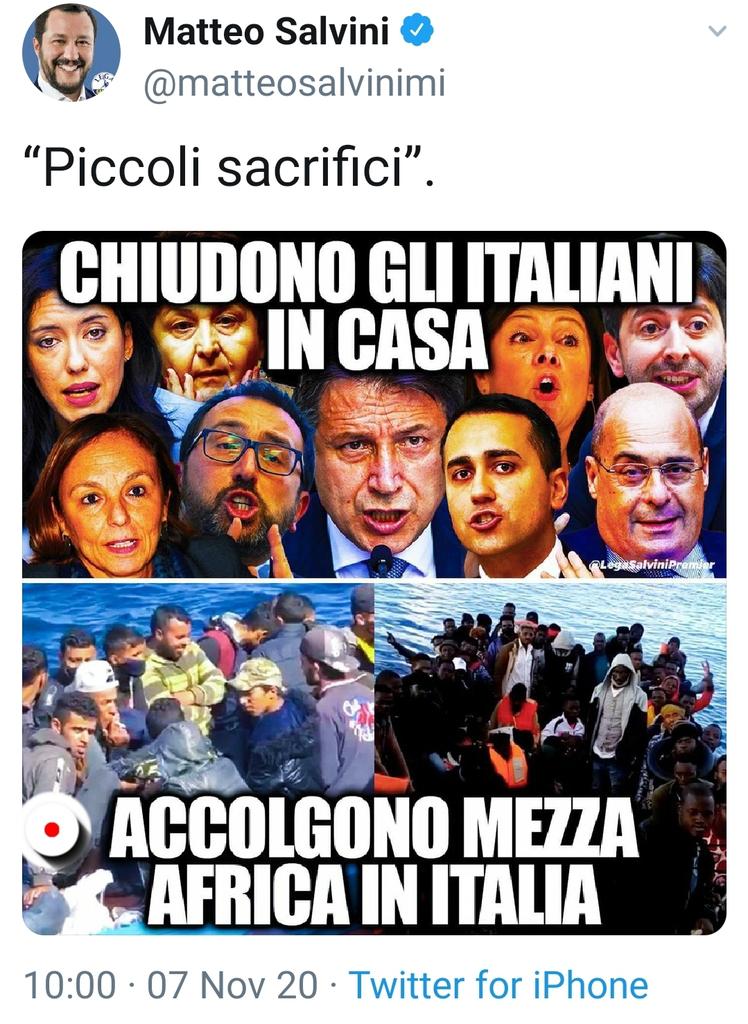 fouwzi's tweet photo. This is RADICAL RIGHT-wing #Italy/n #LegaParty leader #Salvini SPREADING #HATE #RACISM & INSTIGATING #VIOLENCE. @jack @TwitterSupport This kind of NAZI bellicose RHETORIC is DANGEROUS. Intervene. Pls Join & report @PillaPaladini @FiorellaMannoia @saveriolakadima @PieroCastellano https://t.co/aXKJ1TGl5m