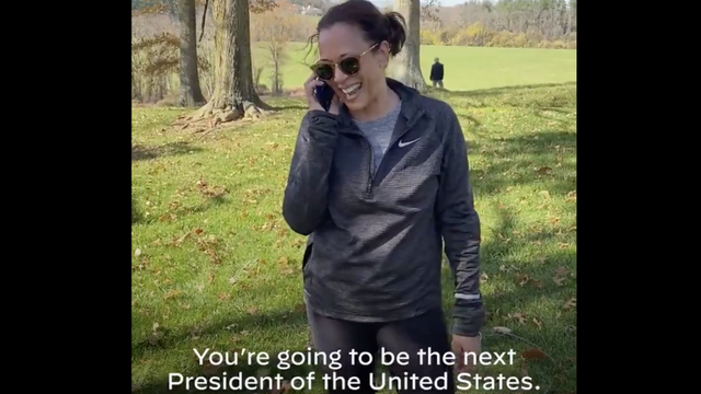 thehill's tweet photo. WATCH: Harris posts video of her talking to Biden after race is called: "We did, it Joe"  https://t.co/KyWULPeEZd https://t.co/SMGl082OH1