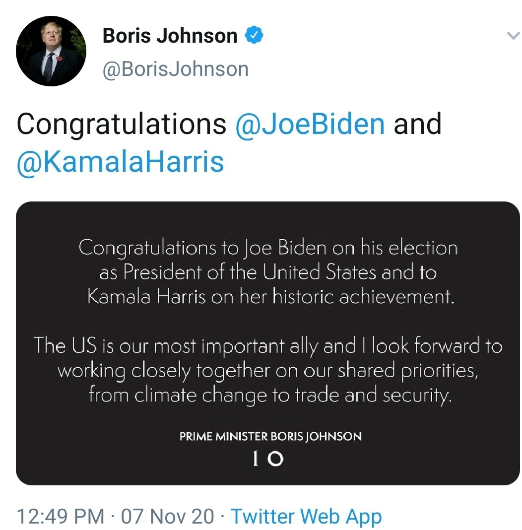 ReecieColbert's tweet photo. World leaders are congratulating BOTH #PresidentElect Joe Biden &amp; #VicePresidentElect Kamala Harris. Best believe I'm taking note of folks who only congratulate Joe...especially if you  have a history of shading Kamala. https://t.co/kb7fjQ6RpK