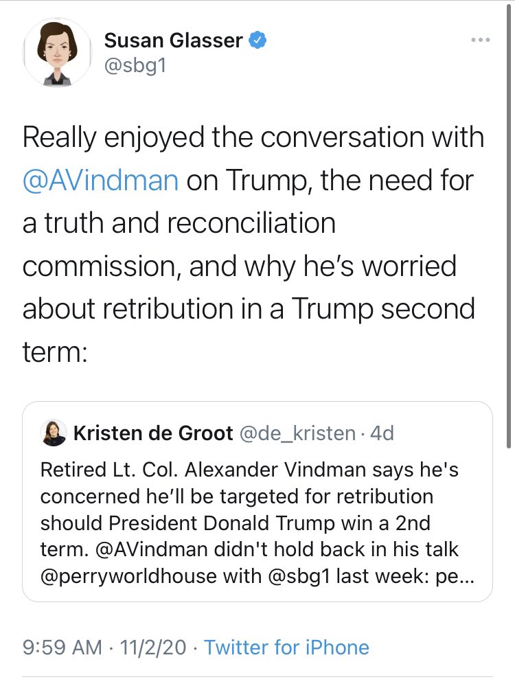  @sbg1 had a conversation with - I shit you not -  @AVindman (!!) suggesting the same thing.