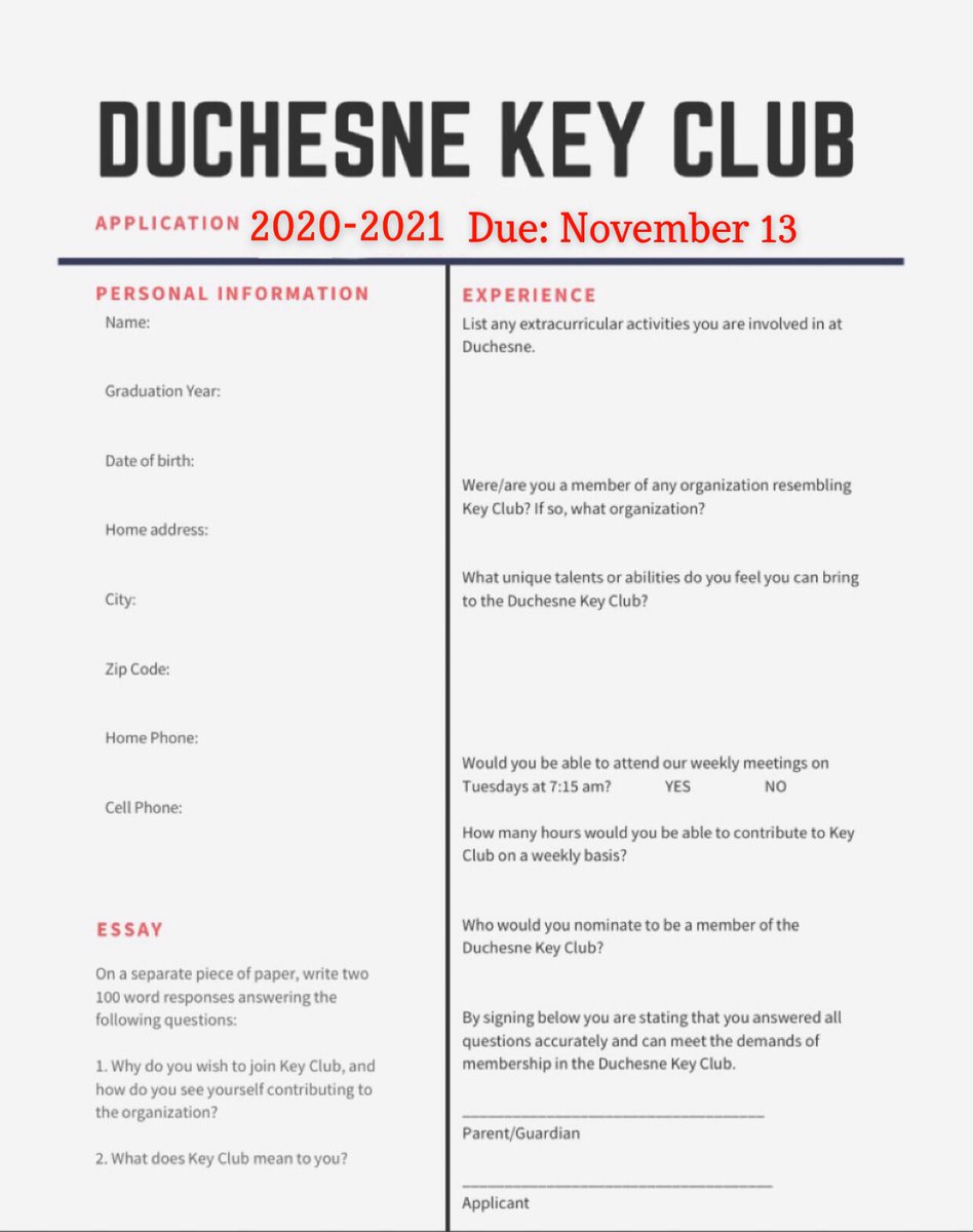 KeyClubDuchesne's tweet photo. Applications will now be accepted until November 13th! https://t.co/psOvzHruAG