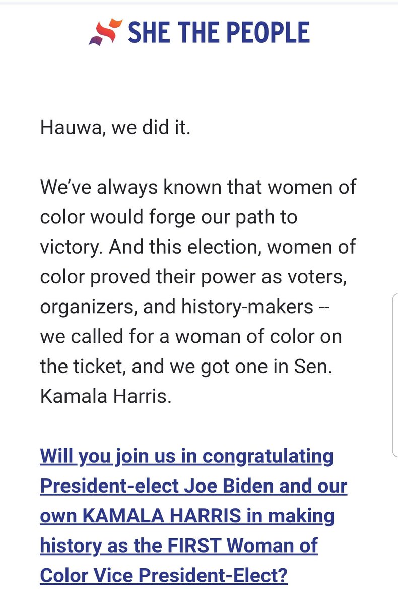 officialHauwaA's tweet photo. Super Proud of @_shethepeople @aimeeallison 🎊🎉🎊 to all my @HowWomenLead cohort sisters, let us remember the conversations, never give up on your dreams.
#MakingHistory
#AmericaDecides2020
#silverliningng https://t.co/hKfhvdANp7