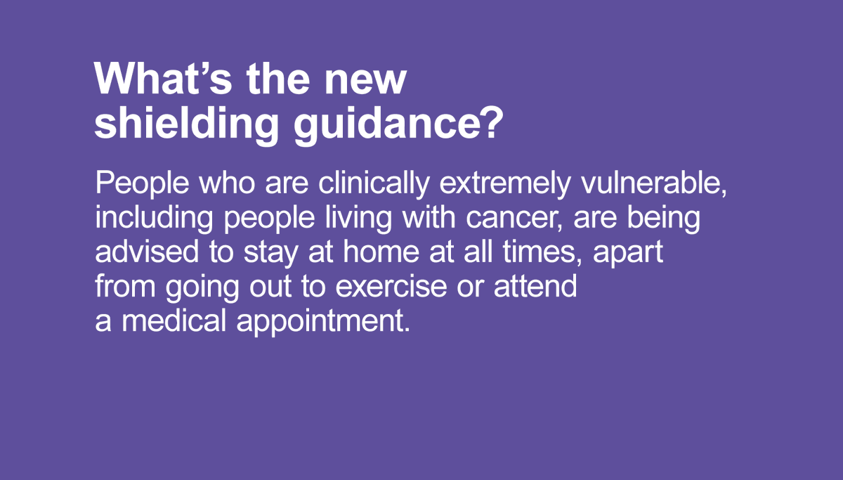 macmillancancer's tweet photo. The UK Government has released new guidance for clinically vulnerable people in England. We know this is a very anxious time for many people living with cancer.

If you have questions talk to your healthcare team or call our Support Line on 0808 808 00 00, 8am-8pm, 7 days a week. https://t.co/UoJwQbUP7H