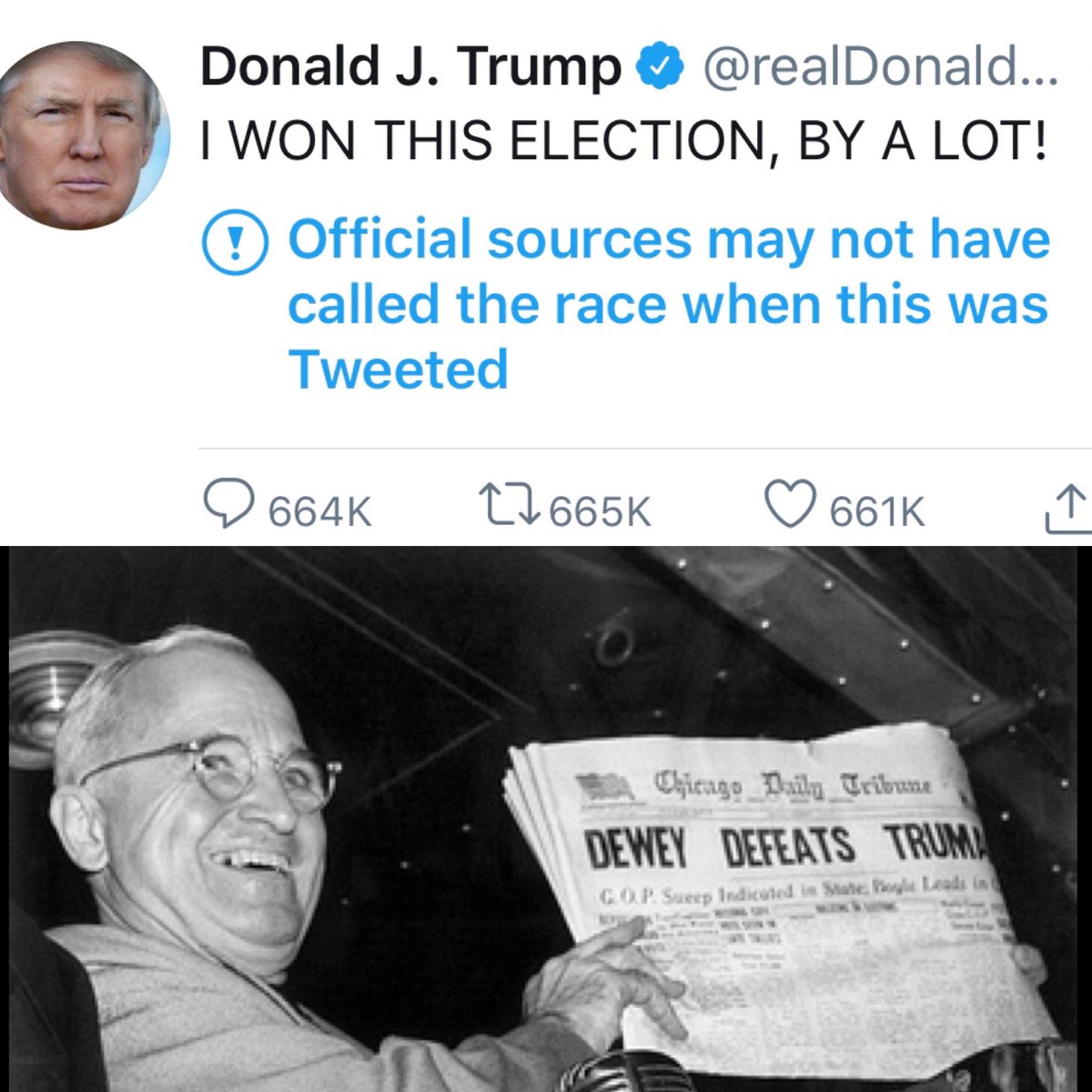 Well <a href="/realDonaldTrump/">Donald J. Trump</a> maybe you should have learned from the Dewey campaign?