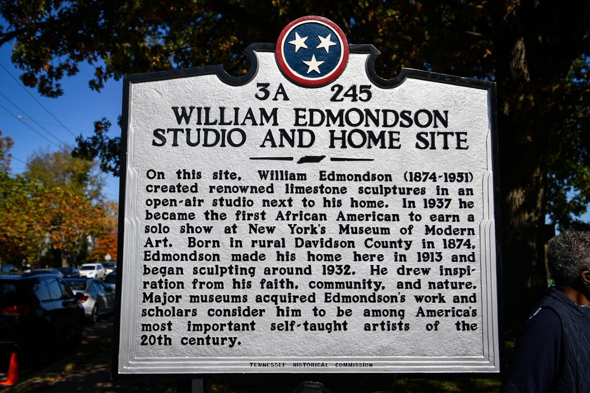 JohnCooper4Nash's tweet image. William Edmondson didn’t start sculpting until age 60. But he went on to earn global fame, and our city’s first arts park is named after him. Today I had the joy of unveiling a historical marker honoring him in Edgehill.