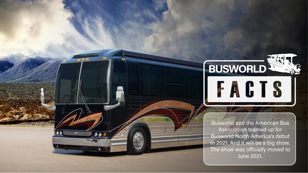 busworld's tweet photo. #Busworld and the @AmericanBusAssn teamed up for Busworld North America’s debut in 2021. And it will be a big show.

The show was officially moved to  June 2021.

More info at https://t.co/SUl1ON6woo 

#BusworldFacts #BusworldNorthAmerica2021 #ABA https://t.co/skbp3OzHjf