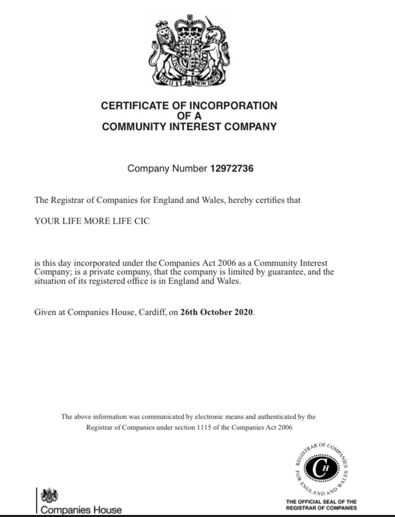 YLMLCIC's tweet photo. We are really excited to announce that Your Life More Life has been officially incorporated as a Community Interest Company!

We are in the process of developing and recruiting for our Board who will govern Your Life More Life and help to shape and drive our vision! https://t.co/pllfMzepl5