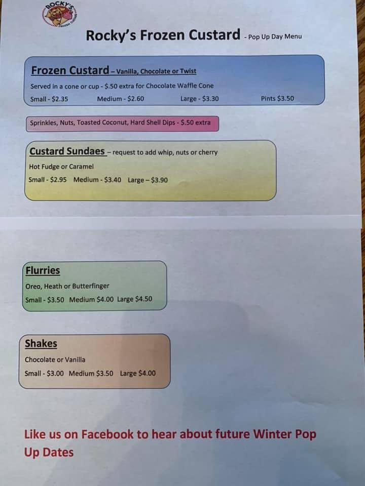 custard_corner's tweet photo. Pop Up !! - Rocky’s Frozen Custard, 23672 Sibley at Telegraph, will be OPEN TODAY ONLY 3-7pm with a limited custard menu.  Make plans to see us today. https://t.co/P8qM2S1FiI