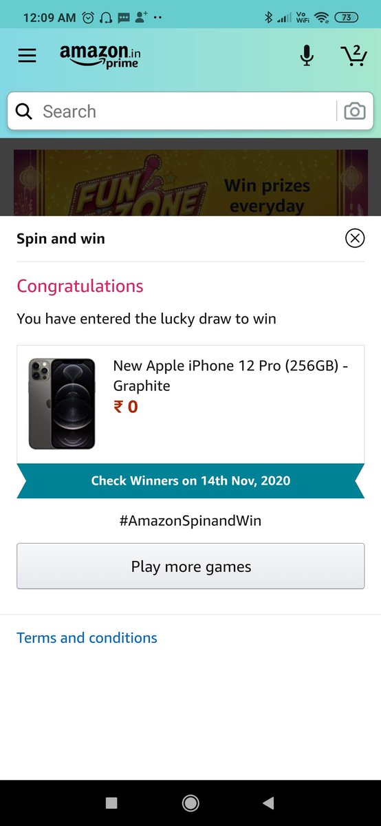 arorad175's tweet photo. Hope I win the grand prize
#AmazonSpinandWin
@amazonIN #iPhone12Pro https://t.co/kVYiav6mXJ