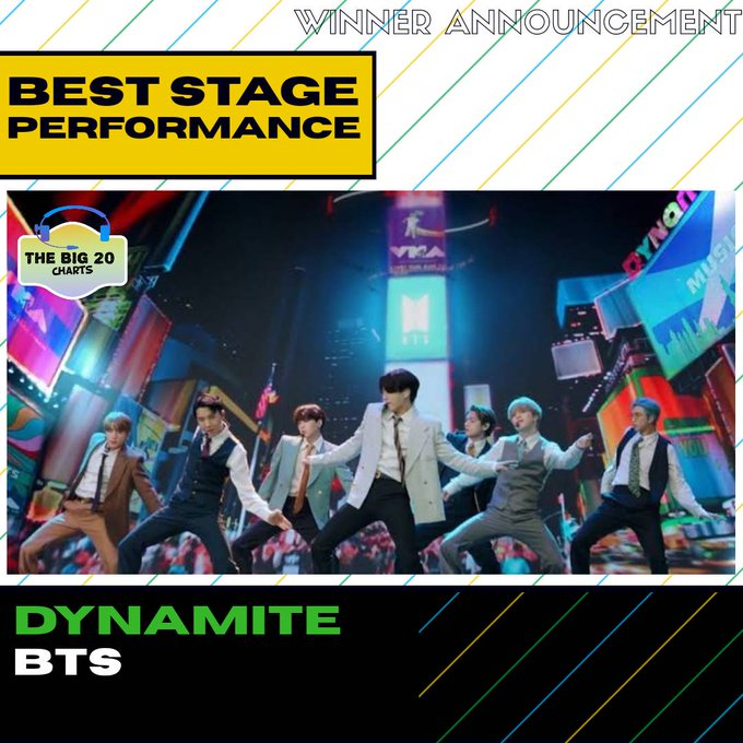 uaen8rmy's tweet photo. #BLURPLEUPDATE
< A W A R D S >
BTS won Best Stage Performance of the Year at The Big 20 Charts Awards. Congratulations,
@BTS_twt!!! 🥳💜
#BTS #방탄소년단 https://t.co/6CZuSEN7Bh