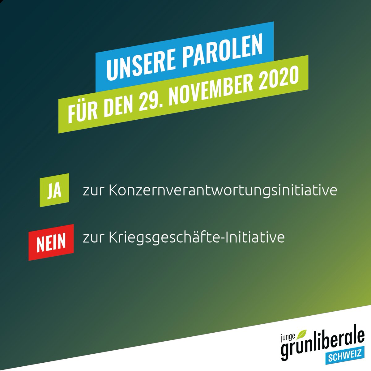 jglpschweiz's tweet photo. An der heutigen digitalen Mitgliederversammlung haben wir die Nein Parole zur Kriegsgeschäftsinitiative gefasst.

Die Ja-Parole zur Konzernverantwortungsinitiative hat die Partei bereits an der letzten Mitgliederversammlung vom 5. September gefasst. https://t.co/IKruYhMoou