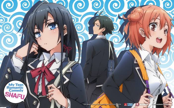 Yahari Ore no Seishun Love Comedy wa Machigatteiru/My Teen Romantic Comedy SNAFU (8.1/10)Hachiman Hikigaya is an apathetic high school student with narcissistic and semi-nihilistic tendencies. He firmly believes that joyful youth is nothing but a farce.