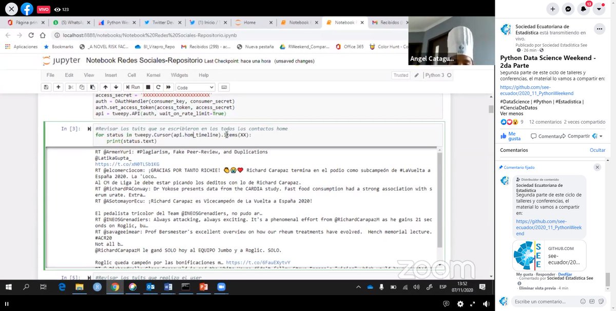 restevesd's tweet image. @Anglucat en el #PythonWeekend presentando "Análisis de comportamiento en Redes Sociales" -> facebook.com/socecuest/vide… @see_estadistica