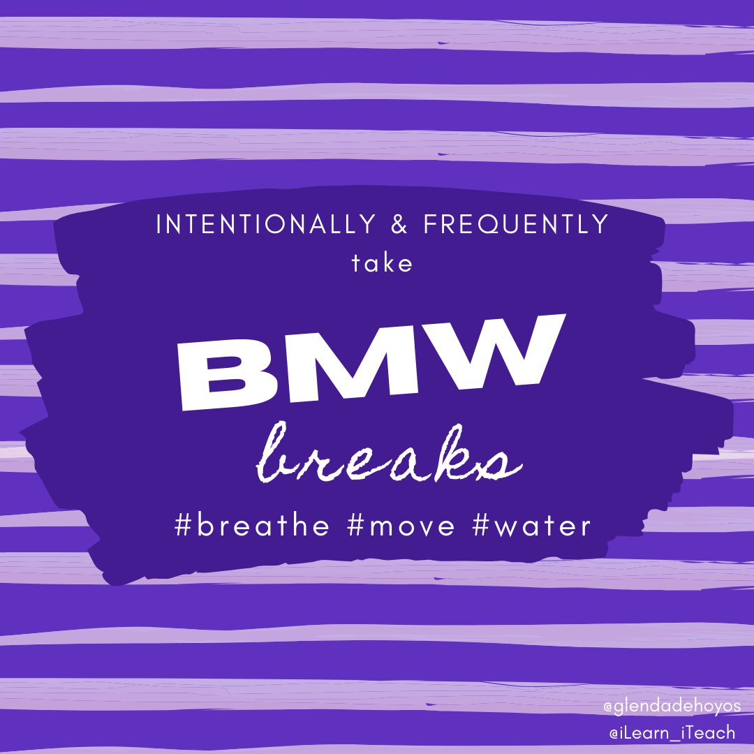glendadehoyos's tweet photo. Let's include our ss in our #wellness goals so we not only model, but also make our ss them part of the goal, the challenge, the growth & the celebration. I'm intentionally "riding" BMW breaks during classes so we can all together #BEATHE #MOVE & drink #WATER. #GWATFL20 @GWATFL https://t.co/fw47NSUYpr