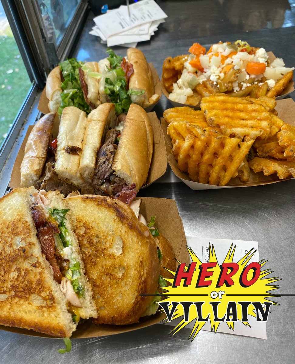 Have you ever seen a more delicious looking family meal? There's a Thor, Deathstroke and a Mario. Which would YOU have ordered? 

***
#heroorvillain #heroorvillainvan #heroorvillainfoodtruck #foodtruck #gourmet #sandwich #michigan #catering #detroit #metrodetroit