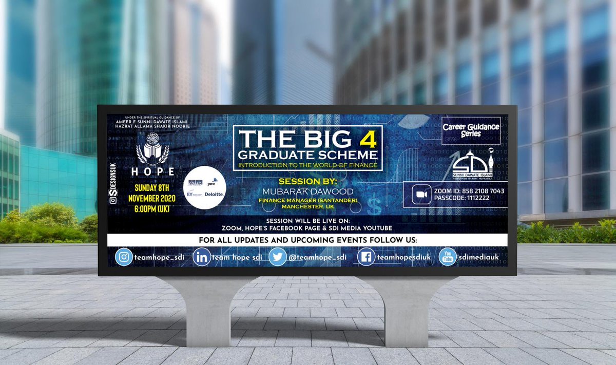 Join us this tomorrow Live On
Zoom | YouTube | FB

We will explore who the Big 4 are, what the graduate schemes have to offer, what it takes to be successful in the role &amp; the doors that are open to you after you graduate.

Deloitte/ PwC / KPMG / EY