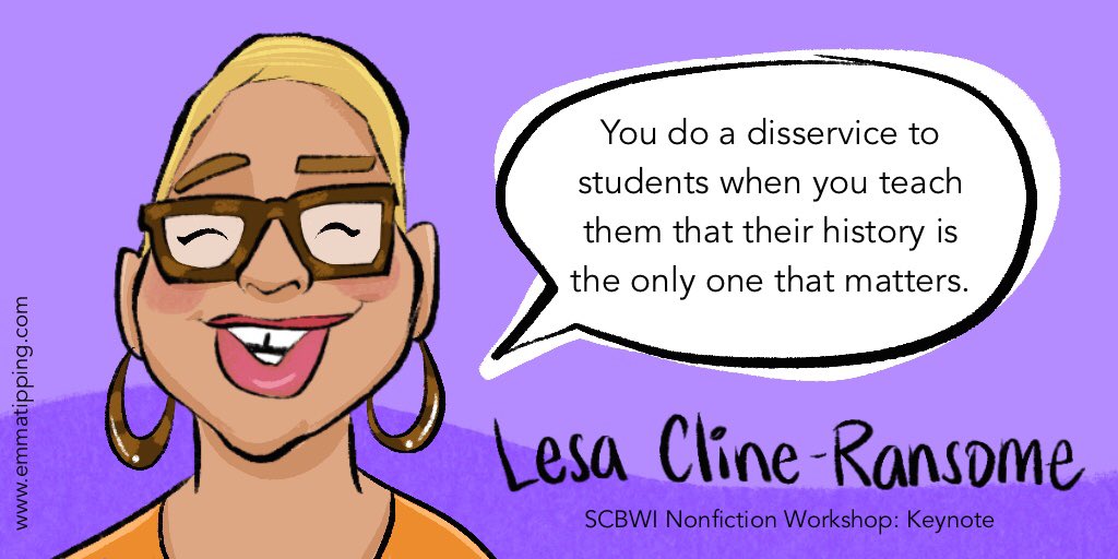 Just wrapped up another inspiring panel at #SCBWINonFiction. I wish I had time to do illos of all these amazing speakers! Today though, I want to highlight Lesa Cline-Ransome, who has been writing the stories that we have been missing for so long. Anyone know her @?