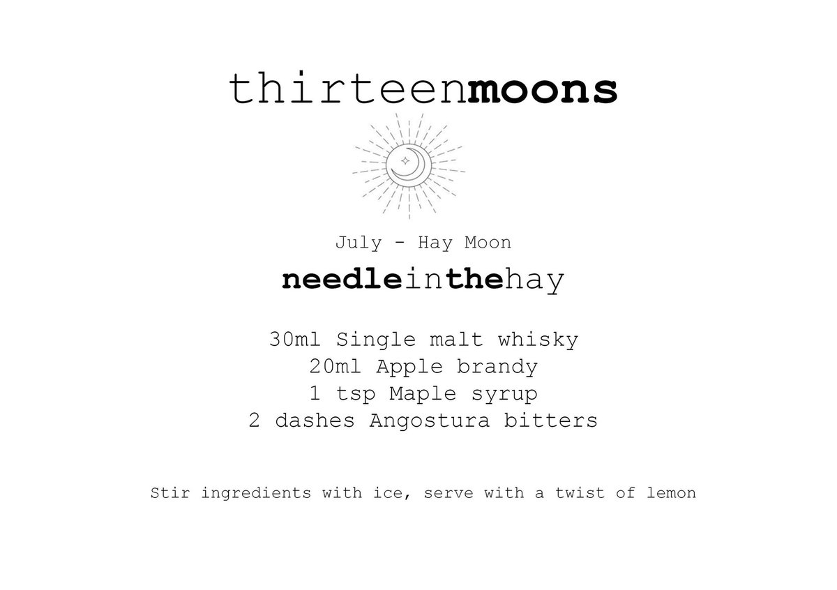 ABNF13's tweet photo. For our thirteenmoons cocktail tonight we’re toasting the July Hay Moon with a Needle-in-the-Hay. Down the hatch!

We’re releasing a moon themed cocktail recipe every day between All Hallows’ Day and Friday 13 November to celebrate the 13 full moons in 2020. https://t.co/wDnlBvmoqP