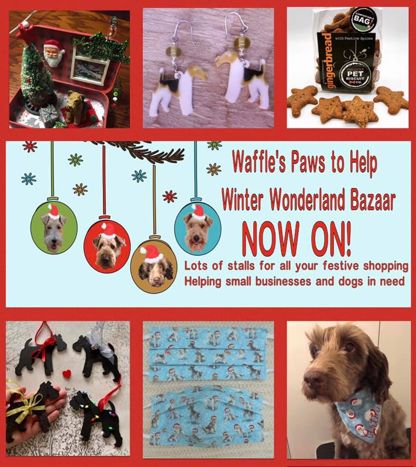 MORE STALLS ADDED THIS AFTERNOON 🐶❤️🐾!!
Please join the Waffle's Paws to Help FB group to visit our ‘Winter Wonderland Bazaar’... a Christmas market promoting small businesses &amp; helping dog charities. A great variety of stalls featuring handmade, customised &amp;  quirky items!