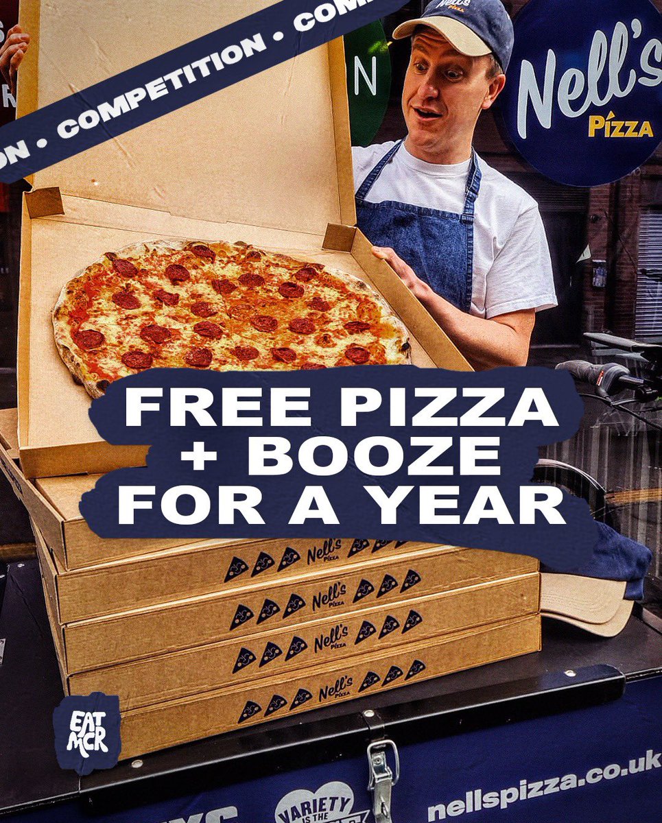 eat_mcr's tweet photo. WIN FREE PIZZA + BEER FOR A YEAR.

We’re helping @common_bar get the word about their NYC inspired Nell’s Pizza - available for delivery and collection in lockdown 🍕

All you have to do is retweet this, follow us and @common_bar to be in the draw to win. https://t.co/RB7xOS9KN6