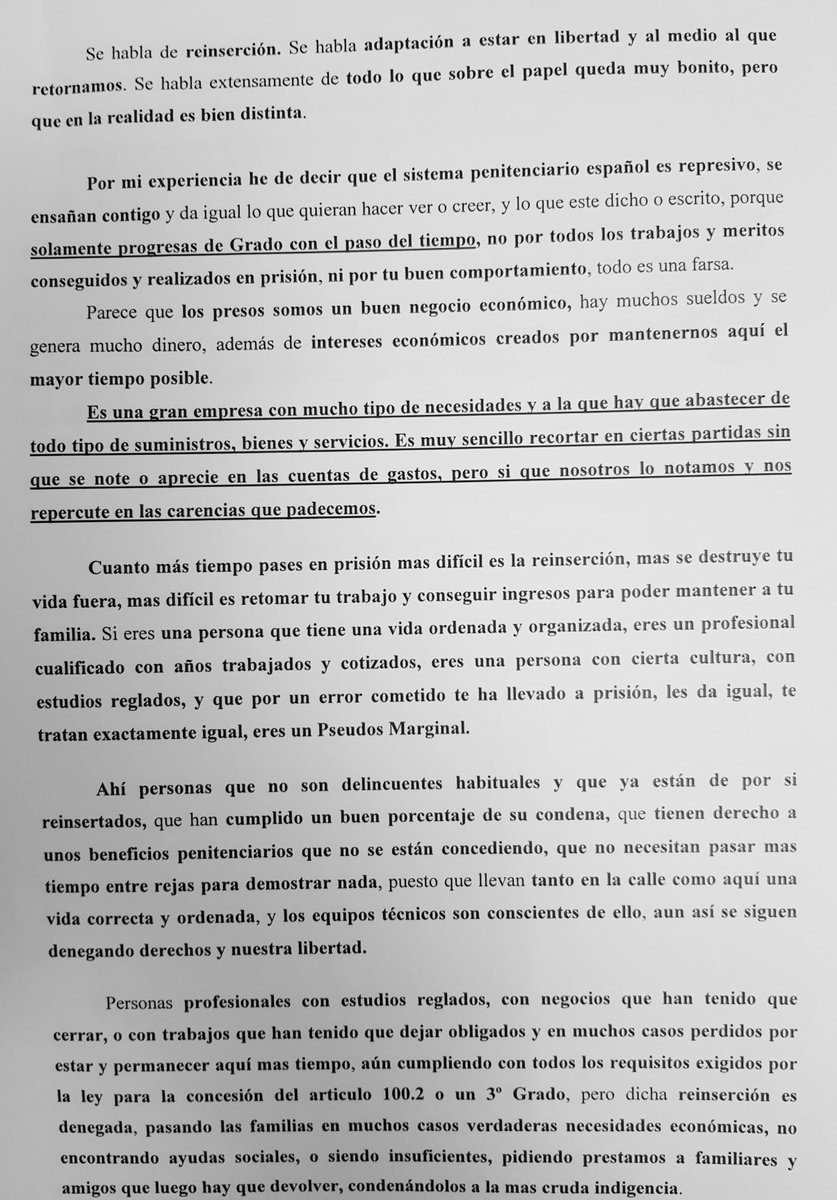 yaissach's tweet photo. Carta de un preso de Zaballa denunciando las medidas vejatorias e inhumanas que viven continuamente dentro de la cartel. Explica especialmente la situación de las personas presas durante la crisis sanitaria por Covid-19 y un sinfín de irregularidades. (1/2) https://t.co/BDxbUQEKJE