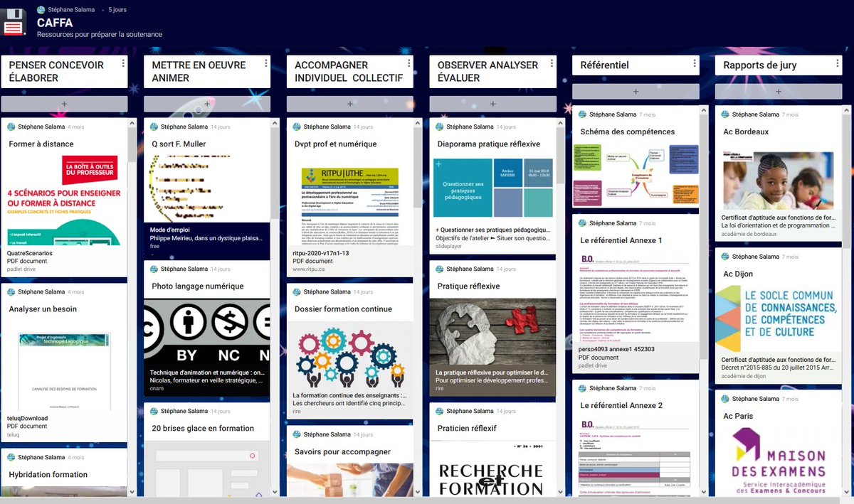 Admis au CAFFA dans l'<a href="/AcLille/">Académie de Lille</a> , je vous redonne le lien vers le padlet qui m'a permis de recenser/organiser toutes les ressources utiles pour me préparer. S'il peut vous être utile ...
#CAFFA #CAFIPEMF #formation 
fr.padlet.com/stephanesalama…