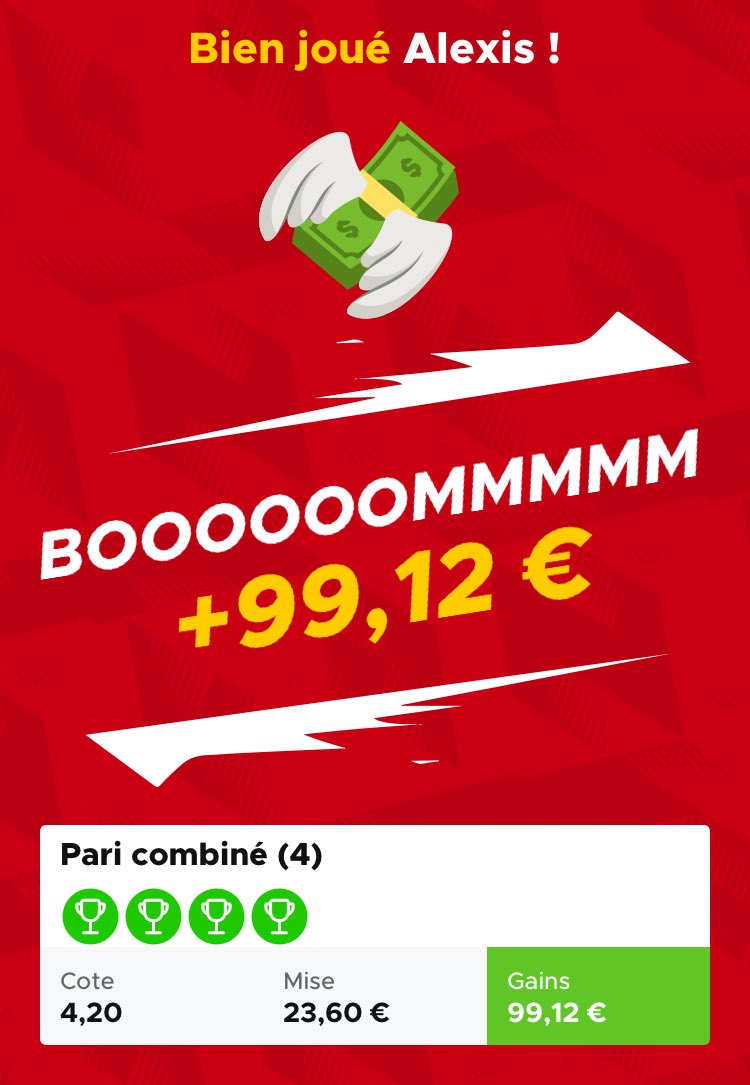 alexfcd2's tweet image. Et merci encore ⁦@Betclic⁩