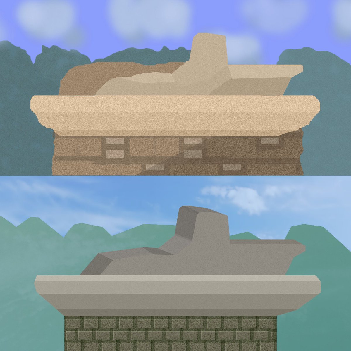 DinamicCreates's tweet photo. Pyramidal Break's last phase of development!
Art and aesthetic changes in the next weeks!

We knew that Qapaq's Stage needed some improvements, and this is our new take! (Before, After)

#screenshotsaturday #gamedev  
#indiegame #madewithunity https://t.co/Wa4vO5f1yd