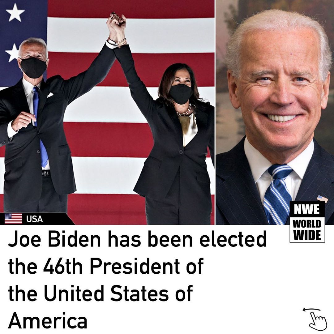 Joe Biden along with Kamala Haris elected as the next president and vice president of US. Much love🎆🎊