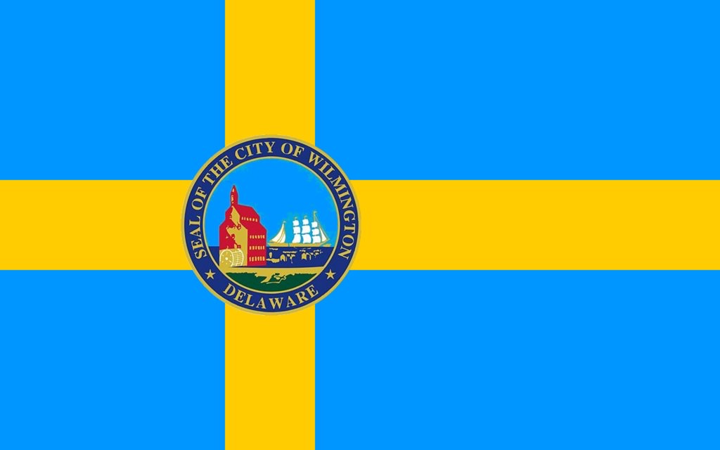carlbildt's tweet photo. There isn’t any copyright on flags - here is the flag of the city of Wilmington. https://t.co/rZLnTZjxli