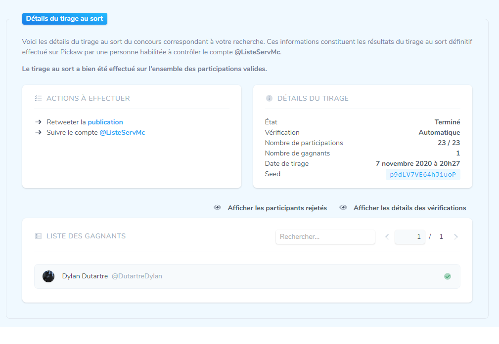 ListeServMc's tweet photo. Le Tirage au Sort du #Concours est effectué:
félicitations à @DutartreDylan qui gagne son compte #Minecraft prémium, on te contact par mp pour cela ;)

Pour les autres restez attentif au prochain concours / GiveAway https://t.co/84k5xlyWi1