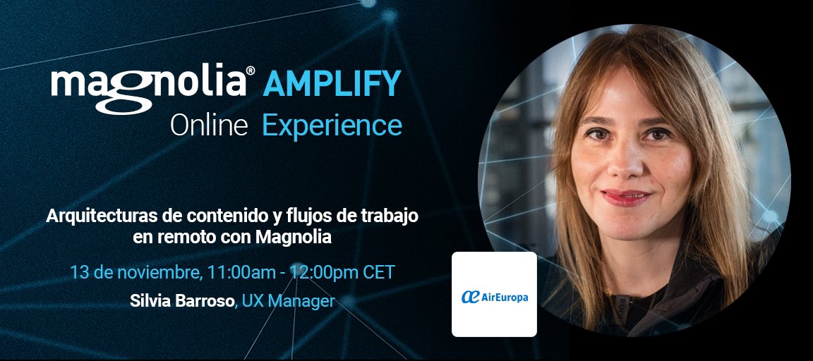 SilviaBarroso's tweet photo. “The Green Core”, el próximo día 13 de noviembre os contaré mucho sobre @magnoliacms_es y los contenidos en el canal digital de @AirEuropa en #MagnoliaAmplify 

Conoceréis cómo se trabaja en la web de una aerolínea, sin ninguna duda las más complejas de gestionar y actualizar 👇 https://t.co/VfpaJ11LTH