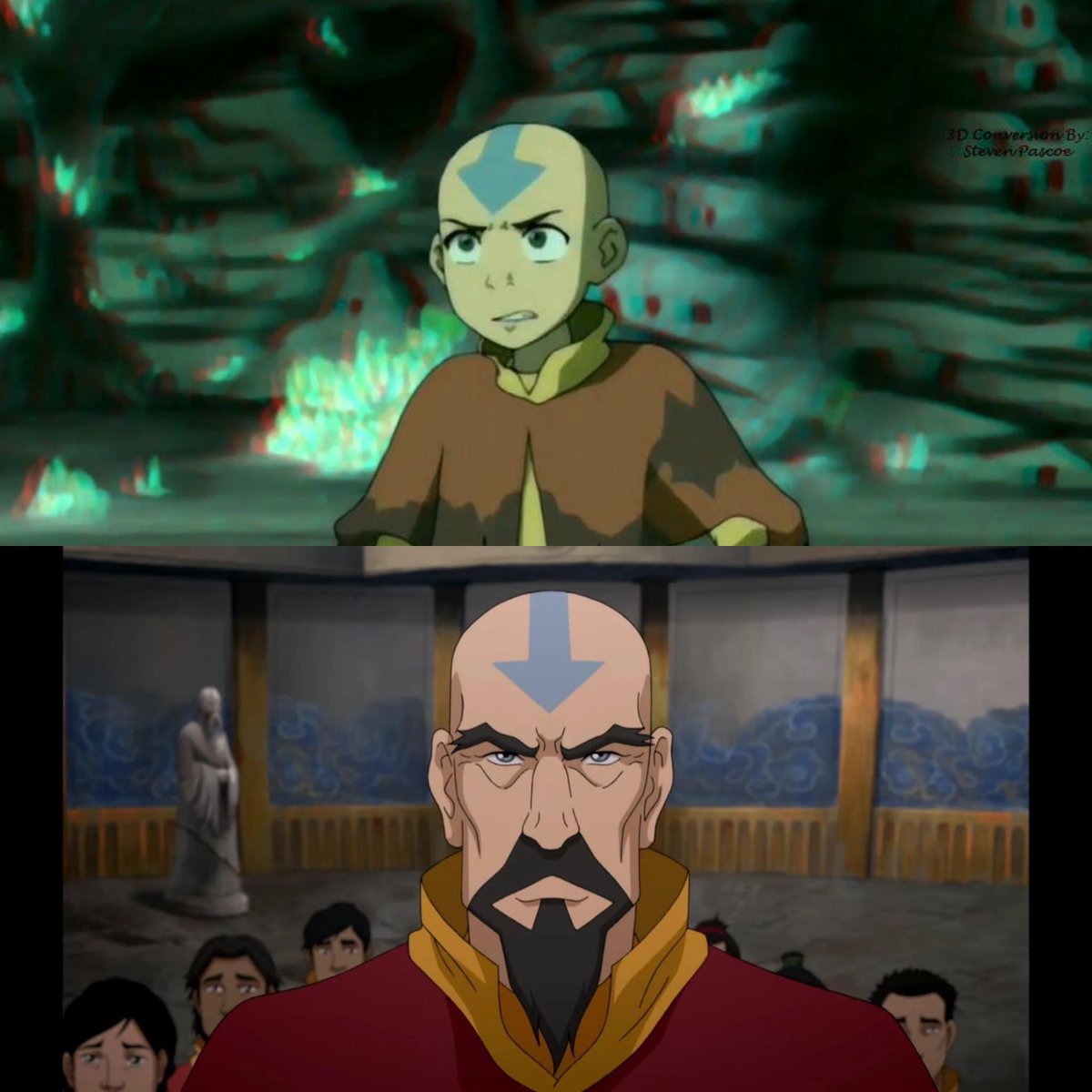 Korra and Katara vs Aang and Tenzin