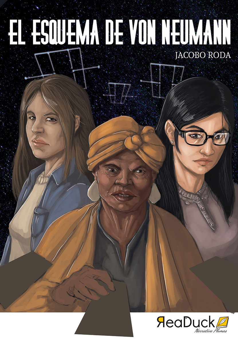 Endyamar's tweet photo. La #ilustración de hoy es la #portada de El esquema de Von Neumann de @jacoboroda publicado por @readuck una novelette de terror existencial que no deja indiferente a nadie. En la portada las tres protagonistas de la historia #illustration #booklover #bookcover #horrorduck https://t.co/lplINQH3re