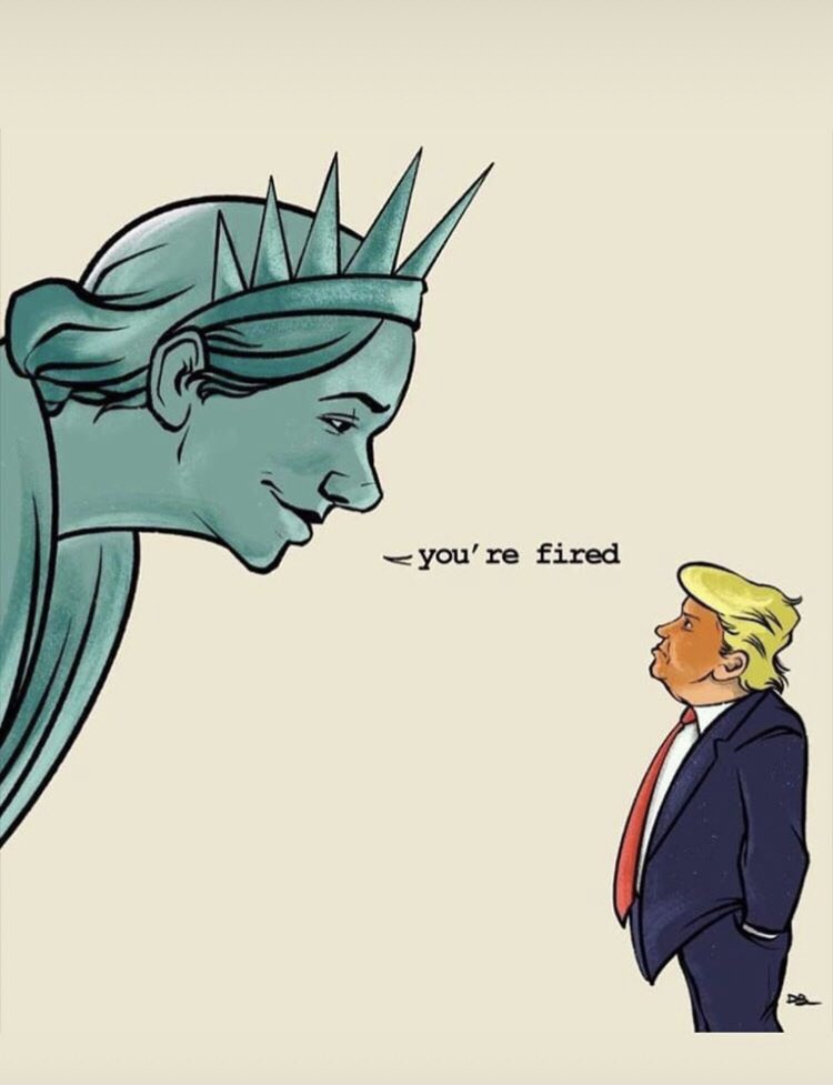 AshishSinghKiJi's tweet photo. Betsy DeVos - "YOU'RE FIRED!"
Jared Kushner - "YOU'RE FIRED!"
Mike Pence - "YOU'RE FIRED!"
Stephen Miller - "YOU'RE FIRED!"
Ivanka Trump - "YOU'RE FIRED!"
William Barr - "YOU'RE FIRED!"
Hate, Lies, Fear - "YOU'RE FIRED!"

Donald J. Trump - "YOU'RE FIRED!" https://t.co/nRXnJQjjkc