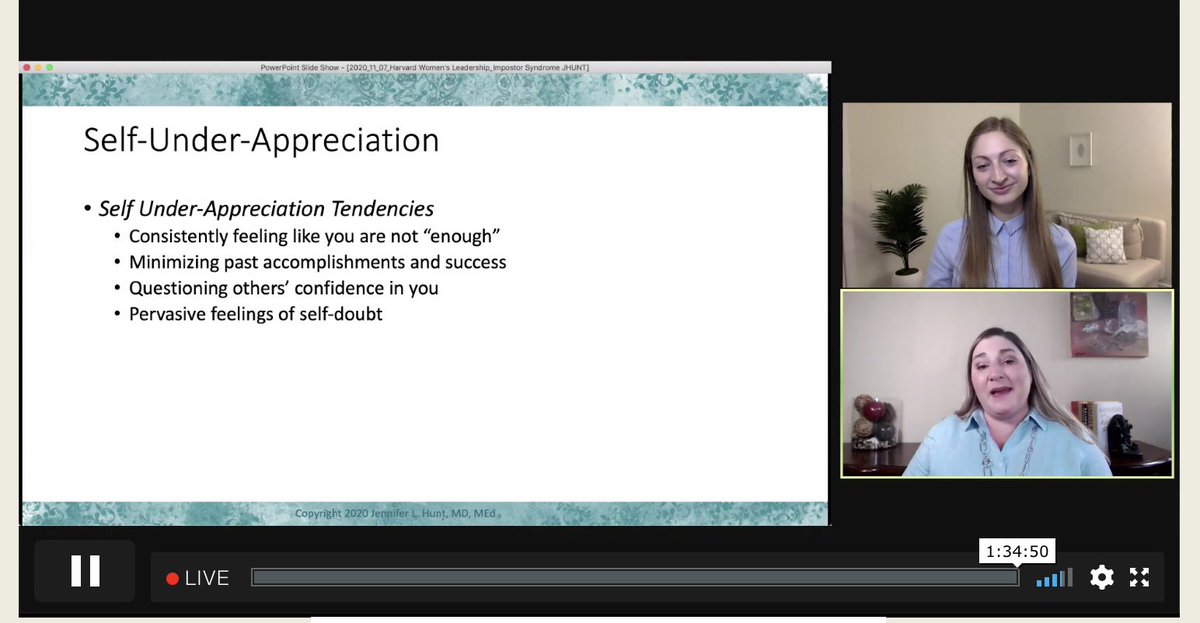 Laurie Baedke (@lauriebaedke) on Twitter photo Loving <a href="/drjenniferhunt/">Jennifer Hunt MD</a> breakout session on #ImposterSyndrome, which she renames ‘self under appreciation’.
Symptoms include:
📍feeling ‘not enough’
📍minimizing accomplishments
📍questioning others’ confidence in u
📍feelings of self-doubt
#SheLeadsHealthcare #HerTimeIsNow Loving <a href="/drjenniferhunt/">Jennifer Hunt MD</a> breakout session on #ImposterSyndrome, which she renames ‘self under appreciation’.
Symptoms include:
📍feeling ‘not enough’
📍minimizing accomplishments
📍questioning others’ confidence in u
📍feelings of self-doubt
#SheLeadsHealthcare #HerTimeIsNow
