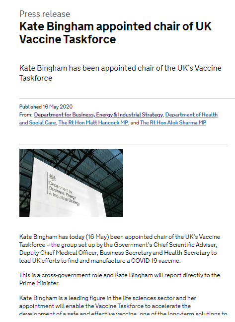 It is also irritating many in government, who think her role has become too ill-defined: she reports directly to the PM, is based in BEIS, and works with Alok Sharma and Matt Hancock but is managed by apparently no one. And yet she is able to assemble her own team of PR gurus