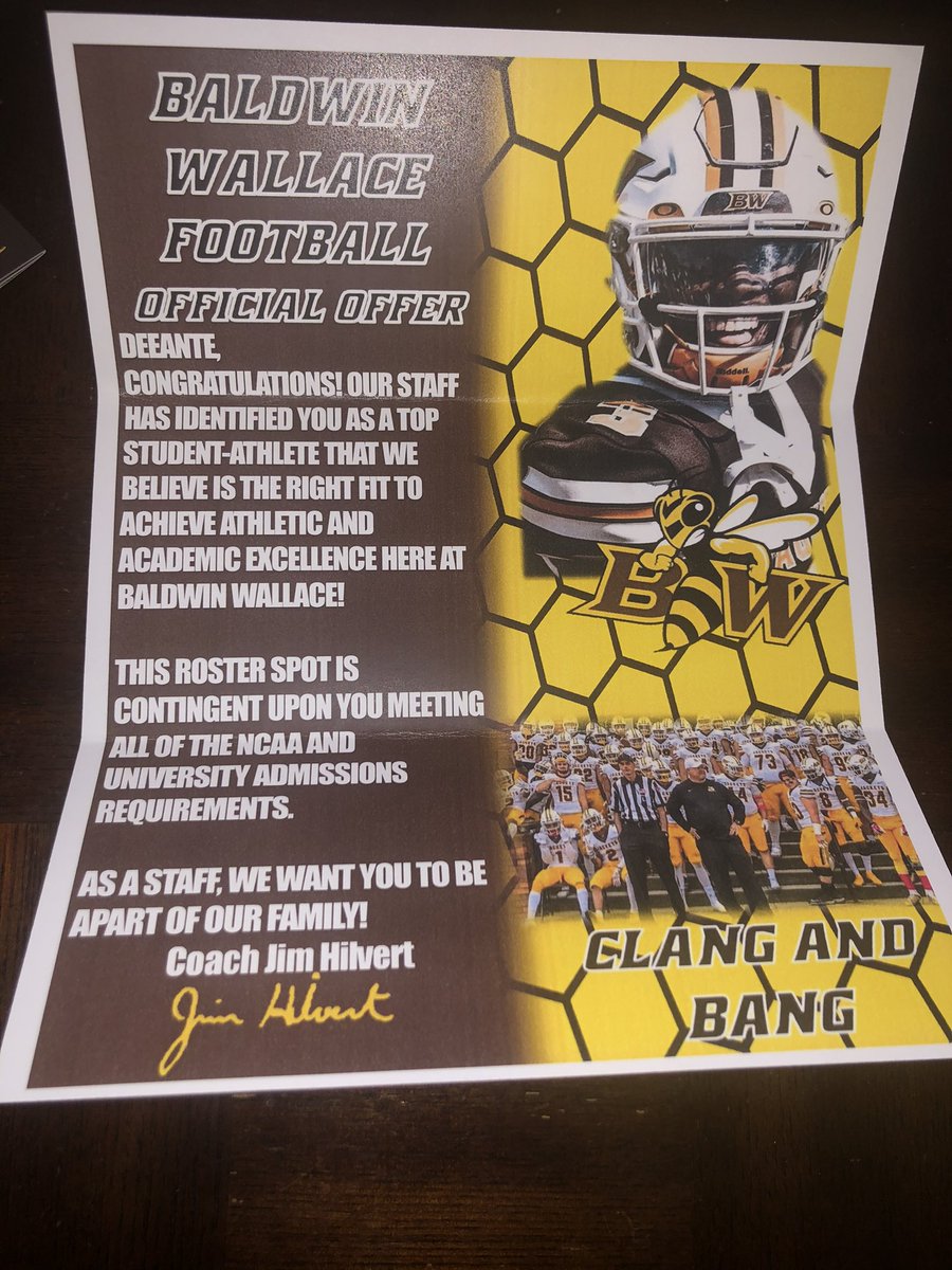 deeante3's tweet photo. Blessed to receive an offer from Baldwin Wallace University #goyellowjackets @B_Biggom @kahari_hicks @MacStephens @CoachHilvert https://t.co/jlxzUs2YHj